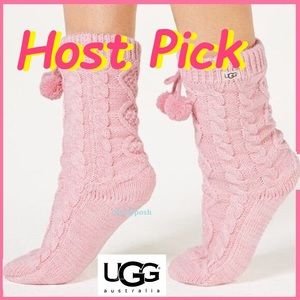 HP🎉 UGG Fleece Lined Pom Pom Socks Cozy Boot Cute New Winter Cozy Women Girls